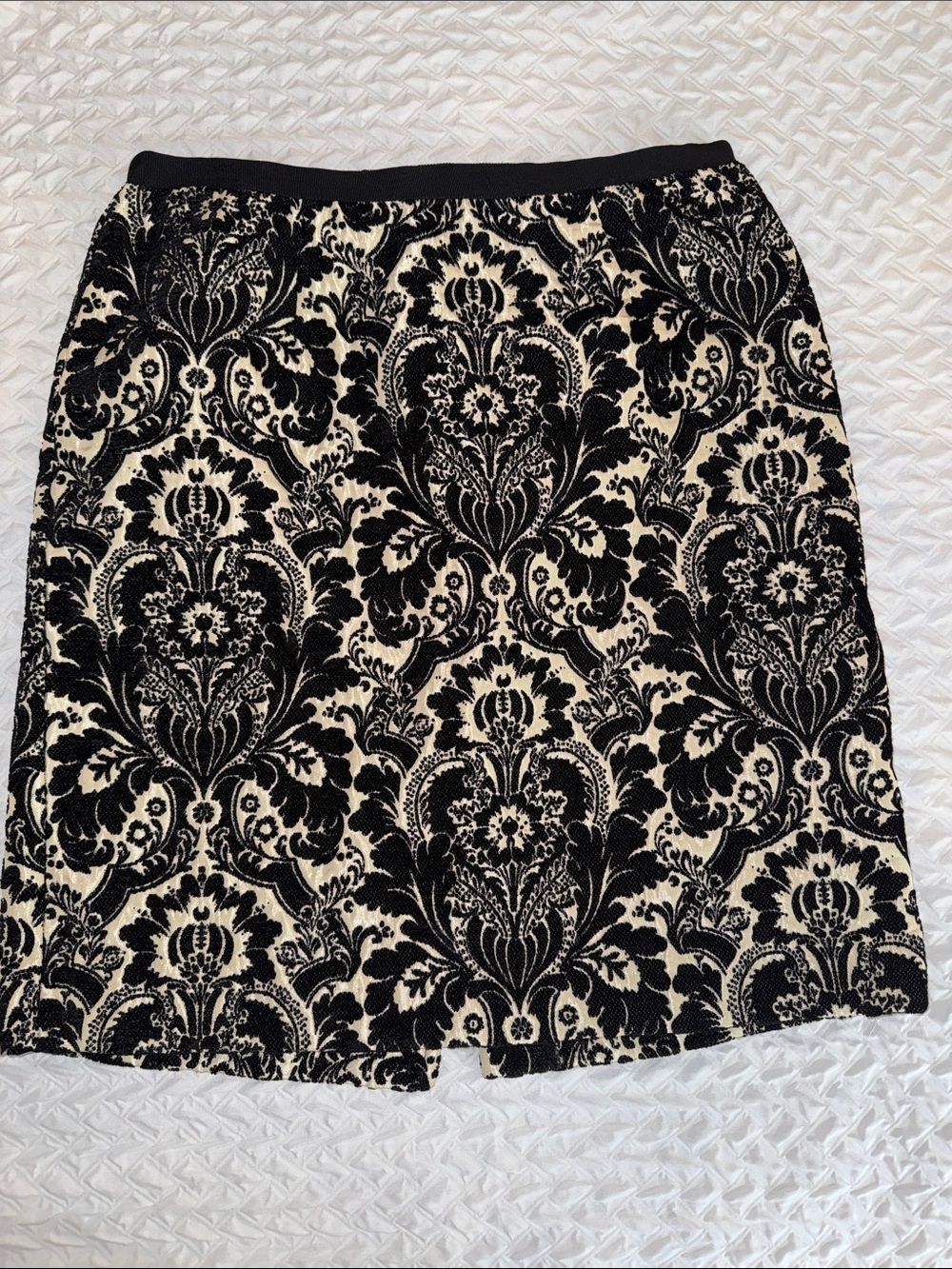 Karen Kane Black and Cream Damask Pencil Skirt